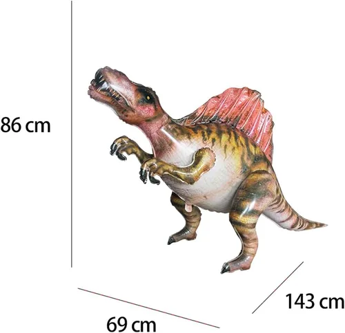 Miniatura 2 de Globo de aluminio de dinosaurio gigante 4D de pie para helio, anquilosaurio, espinosaurio, parasaurolofo, dragón, suministros de fiesta