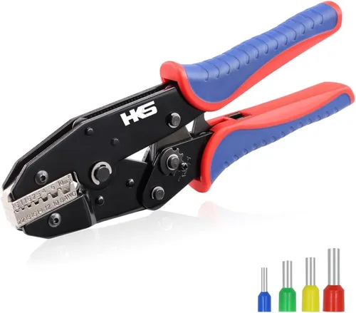 Miniatura 16 de HKS Juego de herramientas de prensado de trinquete, 8 piezas, mandíbula de intercambio rápido para terminales termorretráctiles, no aislados, barril