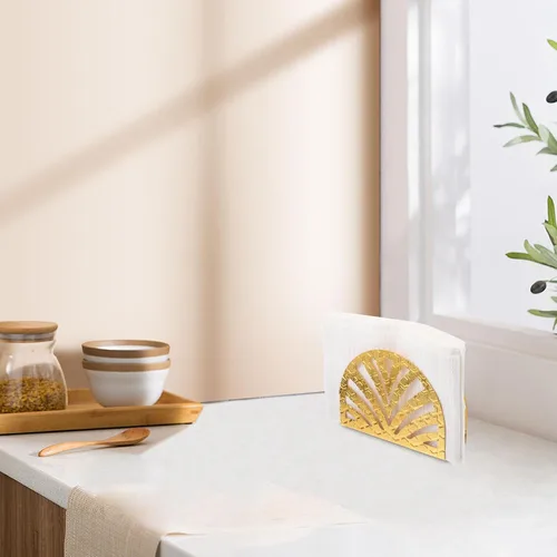Miniatura 6 de Abaodam Vintage Style Metal Napkin Holder, Standing Iron Napkin Dispenser with Fan-shaped Design, Freestanding Tissue Storage for Dining Table and