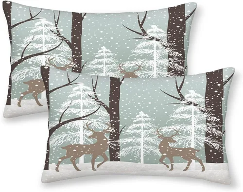 Miniatura 58 de AGAYNA Juego de 2 fundas de almohada decorativas con diseño de acuarela verde salvia para árbol de Navidad de 16 x 16 pulgadas, para sofá, invierno