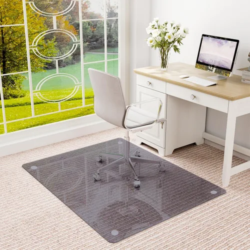 Miniatura 9 de Easly Tapete para silla de 46" x 55" para alfombra - Tapete para silla de oficina - Tapete de piso de vidrio templado para hogar/oficina/alfombra