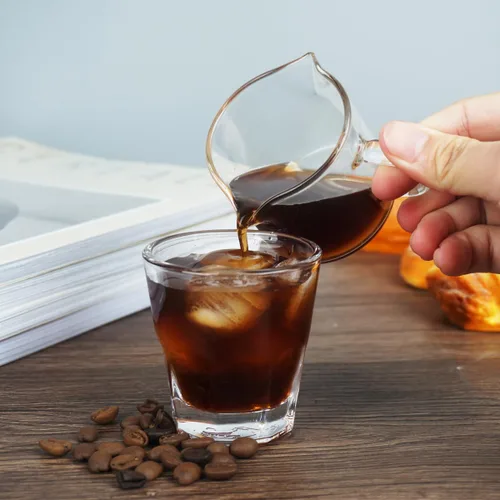 Miniatura 3 de BCnmviku Vasos de Chupito Piezas de Espresso Boquillas Dobles Taza de Leche Vidrio Transparente (Vidrio Transparente-1 Paquete)