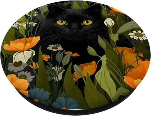 Miniatura 2 de Lindo gato escondido en flores de primavera estéticas divertidas PopSockets intercambiables PopGrip