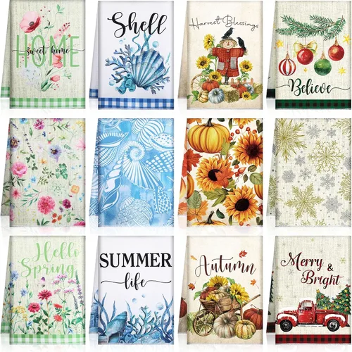 Miniatura 7 de Peryiter 6 Toallas de Mano Navideñas de 16 x 24 Pulgadas Toallas de Cocina Navideñas para Platos Paños de Cocina Navideños Decoración de Cocina