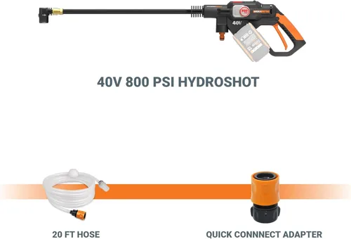 Miniatura 6 de WORX PowerShare Hydroshot de 40 V, limpiador eléctrico portátil sin escobillas de 800 PSI, limpiador eléctrico de boquilla 5 en 1, sin batería