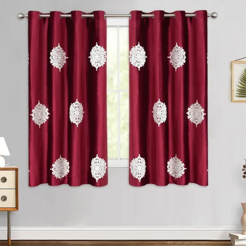 Miniatura 22 de VOGOL Cortinas opacas bordadas para sala de estar, paneles de cortina de terciopelo azul para dormitorio, 52 x 63 pulgadas, 2 paneles