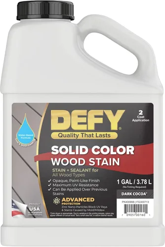 Miniatura 9 de DEFY Tinte de madera de color sólido DW-Solid – Resistente a los rayos UV, opaco, pintura exterior y valla – 1 galón Nogal oscuro