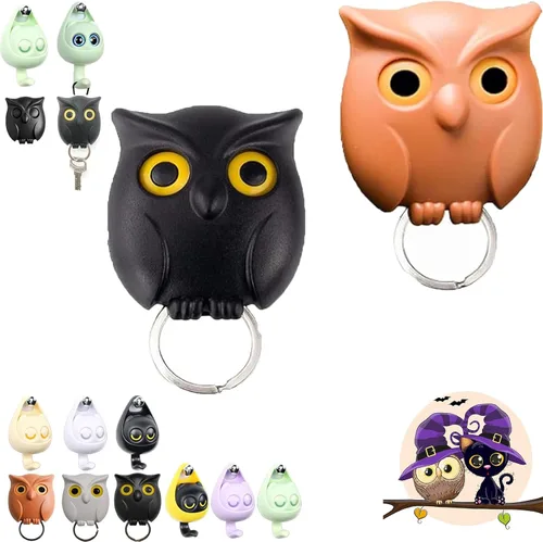 Miniatura 19 de Llavero de búho nocturno, llaves de soporte para llaves, llave de pared magnética de búho nocturno, lindo soporte para llaves de búho, creativo y 3