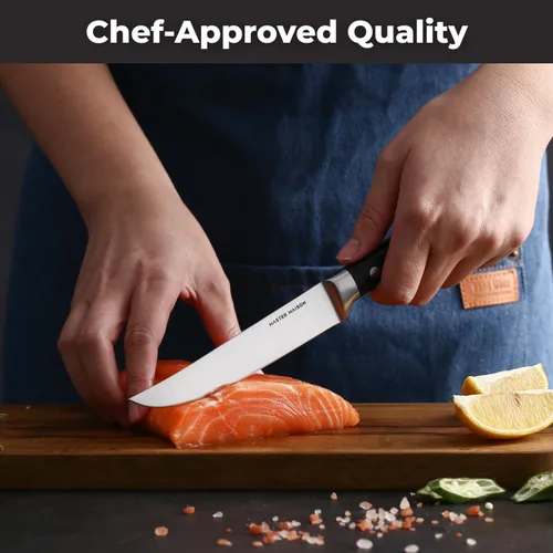 Miniatura 6 de Master Maison Juego de 4 cuchillos de carne de 5 pulgadas ultra premium 4 cuchillos alemanes de acero inoxidable sin dentar + caja de regalo