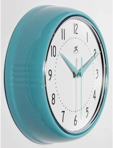 Miniatura 2 de Infinity Instruments LTD. Reloj de pared decorativo estilo retro, 9 pulgadas silencioso, para cocina o comedor, estilo moderno de mediados de siglo