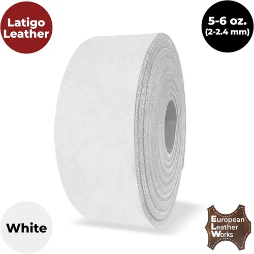 Miniatura 5 de ELW 5-6 oz (0.079-0.094 in) Latigo - Correas de cuero para cinturón, tamaño: 0.5 x 60 pulgadas (0.5 x 59.8 in) Blanco Cuero de vaca de grano