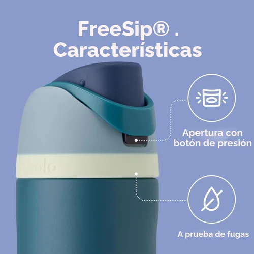 Miniatura 3 de Owala - Botella de agua FreeSip de acero inoxidable con aislamiento, sin bisfenol A, incluye sorbete, para deportes y viajes, 24 oz, Denim Mezclilla