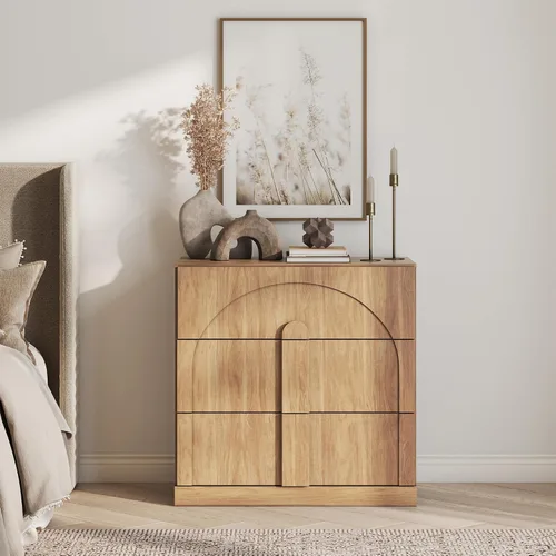 Miniatura 12 de BELLEZE Aparador Modular Acanalado Buffet con Almacenamiento, Mesa Consola Moderna de Mediados de Siglo con Puertas Arqueadas Simétricas, Elegante