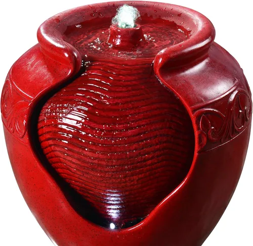 Miniatura 7 de Teamson Home Fuente de maceta para exteriores con luces LED y bomba, fuente de agua de suelo para patio, jardín, patio trasero, terraza decoración