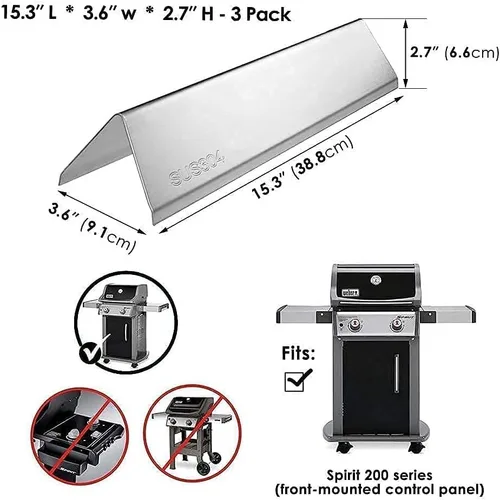 Miniatura 3 de Hisencn Tubos de quemador de parrilla de gas, barras de sabor de repuesto para parrillas de gas Weber Spirit 200, Spirit E-210, E-220, Spirit S-210