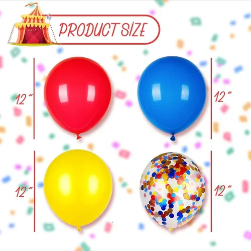 Miniatura 3 de 24 globos de fiesta de carnaval, temática de festival de 12 pulgadas, rojo, azul, amarillo, multicolor, decoraciones de fiesta de cumpleaños