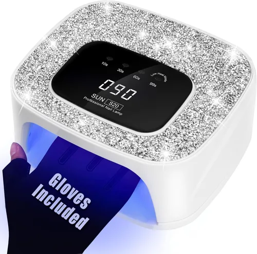 Lámpara de uñas LED UV, secadores y guantes de 268 W, luz UV de diamante para esmalte de uñas de gel, lámpara de gel de poliéster de secado rápido