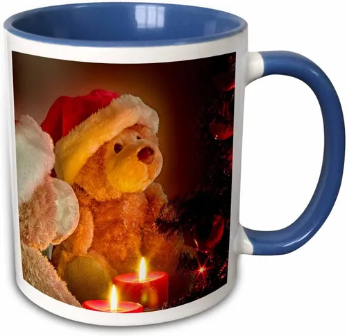 Miniatura 10 de 3dRose Doreen Erhardt Teddy Bears – Osos de Navidad con día festivo Árbol de y velas – Tazas, Negro/Blanco