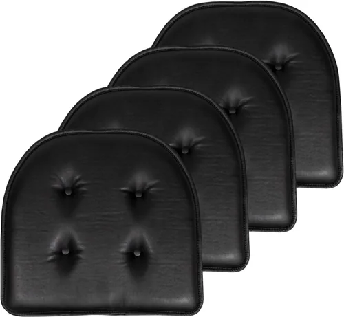 Miniatura 85 de Sweet Home Collection - Cojín de espuma viscoelástica para silla con capitoné, antideslizante, parte trasera de goma, en forma de U, 17 x 16 Piel