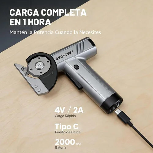 Miniatura 7 de Tijeras eléctricas de cartón con luz LED, batería recargable de 2600 mAh, motor sin escobillas, hoja de acero de tungsteno, corta tela, cuero