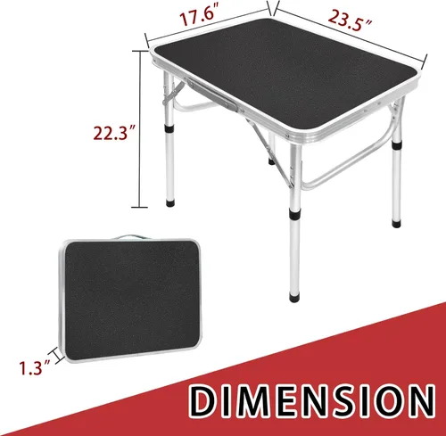 Miniatura 2 de Camp Field Mesa pequeña plegable de aluminio, altura ajustable, mesa de campamento portátil ligera para picnic, playa, al aire libre e