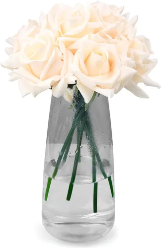 Miniatura 2 de Eyamumo 7 rosas artificiales, flores artificiales de seda sintética, flores falsas de tacto real, decoración de bricolaje para bodas, fiestas