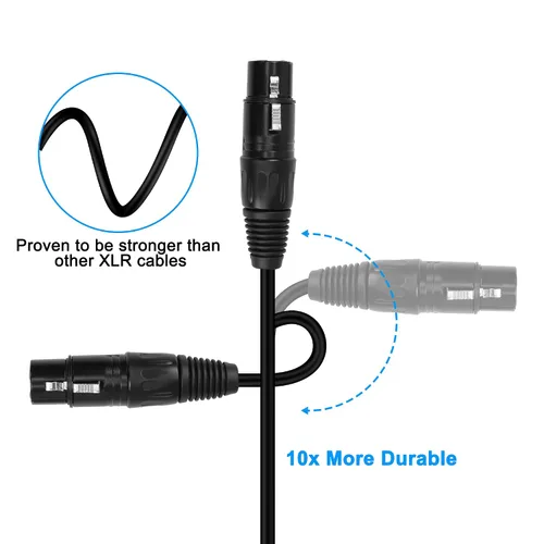 Miniatura 4 de MEIRIYFA Cable adaptador XLR DMX de 5 pines, XLR de 5 pines macho a hembra Cable de conexión equilibrado Cable de micrófono - Negro, 1M