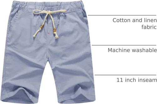 Miniatura 47 de Sailwind Pantalones cortos de lino para hombre, pantalones cortos casuales de playa con cordón