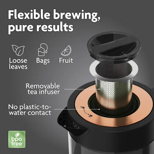 Miniatura 3 de Vianté - Tetera eléctrica con infusor para hojas sueltas. Elaborador de té caliente con control de temperatura y apagado automático. Tetera