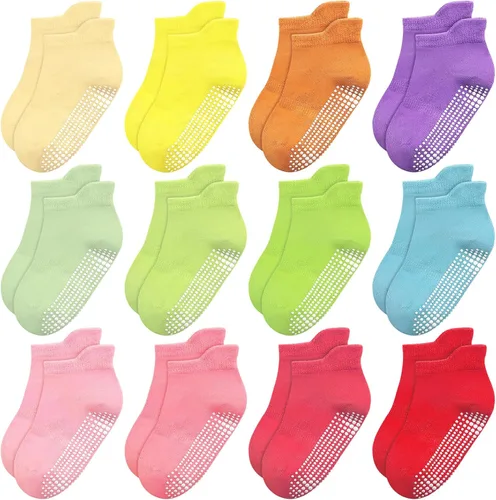 Miniatura 9 de HYCLES Calcetines para niña, 12 pares de calcetines antideslizantes para niñas de 1 a 7 años