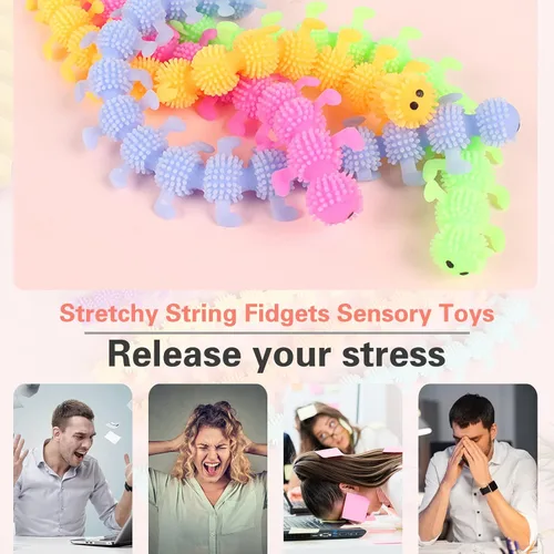 Miniatura 5 de Paquete de 12 juguetes elásticos para ansiedad, juguetes sensoriales de cuerda elástica, coloridas cuerdas elásticas para regalo del día del niño