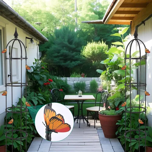 Miniatura 7 de WellSign Enrejado de obelisco de jardín para plantas trepadoras al aire libre, 6.6 pies de alto con revestimiento de metal inoxidable con lazo