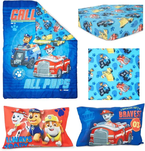Miniatura 3 de Paw Patrol Calling All Pups - Juego de ropa de cama infantil de 4 piezas, incluye edredón, juego de sábanas, sábana bajera, sábana superior + funda