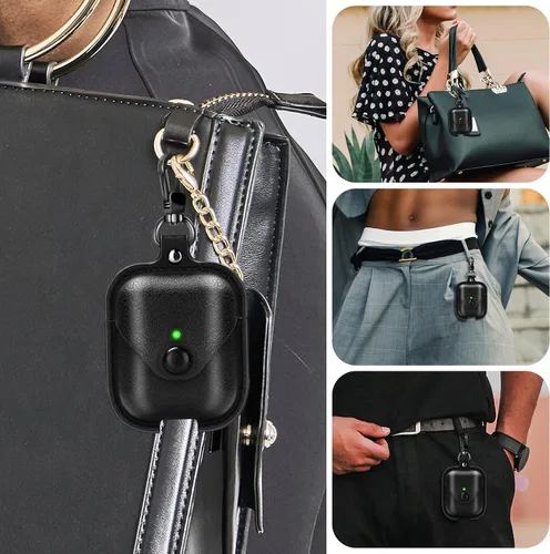 Miniatura 5 de Funda de cuero para Airpods con llavero, funda protectora de cuero vintage portátil a prueba de golpes para Apple AirPods 1 y AirPods 2 funda