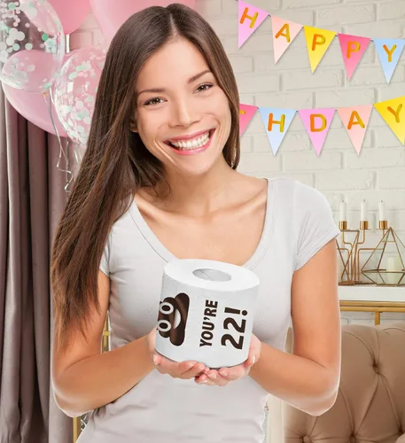 Miniatura 7 de Papel higiénico impreso TP Holy Poop You're 22 - Papel higiénico impreso con texto en inglés «Happy 22nd Birthday» para la mejor broma, sorpresa