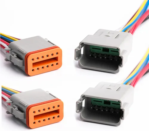 Paquete de 2 conectores Deutsch DT de 12 pines, conectores eléctricos impermeables macho y hembra, arnés de cableado con 16 AWG 8 cables para