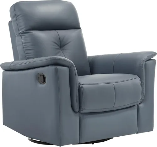 Miniatura 19 de Lexicon Silla reclinable giratoria, sillón reclinable manual de cuero de grano superior, cómodo sillón reclinable para guardería, silla reclinable