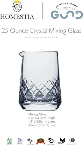 Miniatura 9 de Homestia Vaso mezclador de cóctel de cristal de 25 onzas, juego de 3 con jigger & Pourer Jarra agitadora sin plomo con base pesada para Martini, Old