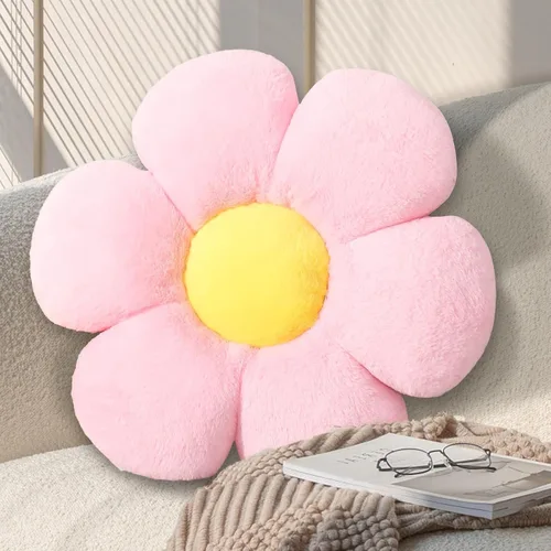 Almohada de Flores Rosadas de 17.7 Pulgadas – Almohada Decorativa Linda en Forma de Margarita, Cojín de Asiento Floral Suave, Almohadas de Piso para