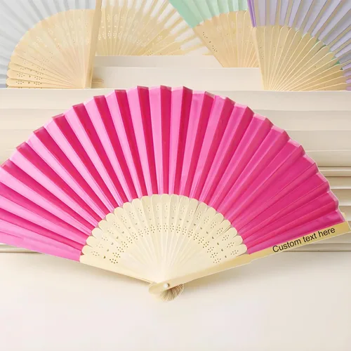 Miniatura 8 de Abanicos personalizados decorativos plegables ventiladores de seda para iglesia personalizados para recuerdos de boda impresos en hueso de abanico