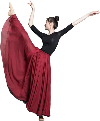 Miniatura 2 de ROYAL SMEELA Falda larga de ballet 720 para mujer, falda de baile lírico de hadas, disfraz de danza moderna, faldas largas fluidas para bailarina