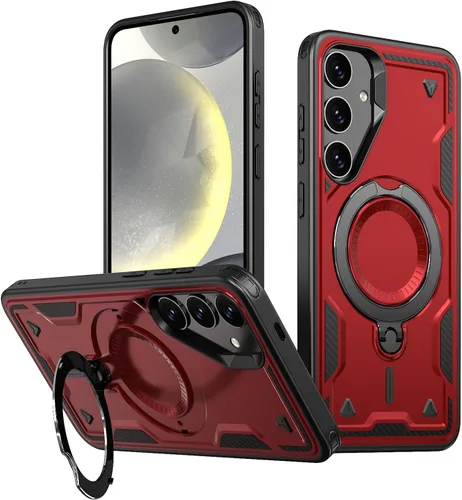 Miniatura 11 de Funda para Galaxy S26 Ultra, compatible con MagSafe, funda híbrida 2 en 1 protectora delgada y resistente con soporte magnético invisible para Rojo