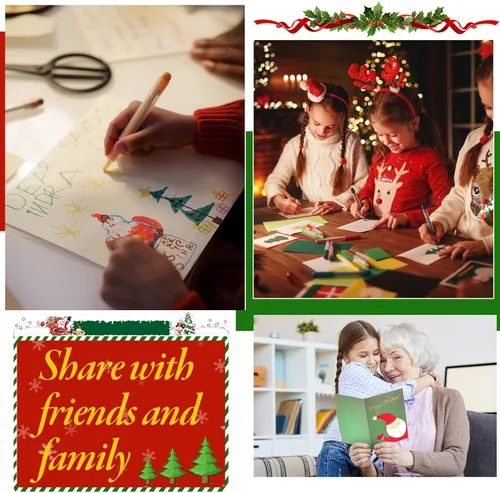 Miniatura 4 de Crtiin Juego de 240 Tarjetas de Navidad 2025 Tarjetas de Felicitación Navideñas con Sobres Calcomanías 6 Diseños Surtido a Granel 5.9 x 3.9 Pulgadas