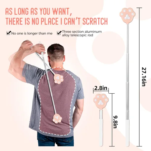 Miniatura 2 de NURENDER Rascador de espalda extensible portátil para hombres y mujeres, mango telescópico de 9 a 27 pulgadas de largo, bonita cabeza de garra