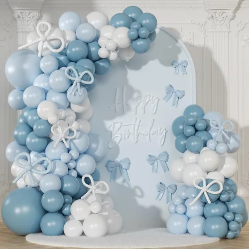 Miniatura 10 de Kit de arco de globos negro y arena blanca 141 piezas, decoraciones de cumpleaños coquetas incluyen globos y lazo negro para boda, baby shower
