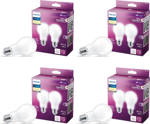 Miniatura 16 de PHILIPS Bombillas LED de 60 W A19, 4 unidades, ultra definición, blanco suave (2200 K), 800 lúmenes (8 W = 60 W), regulables, sin parpadeo, bombillas
