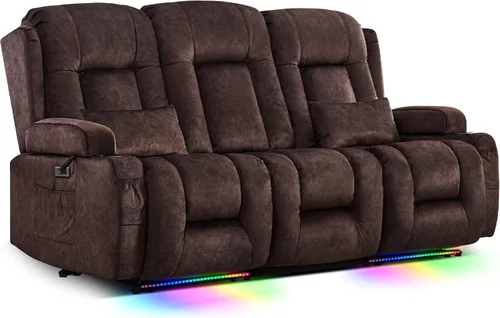 Miniatura 34 de TUNYI Sofá Reclinable Eléctrico Loveseat con Masaje y Calor, Asientos de Cine en Casa con Consola, Sofá Reclinable RV Loveseat con USB/Toma