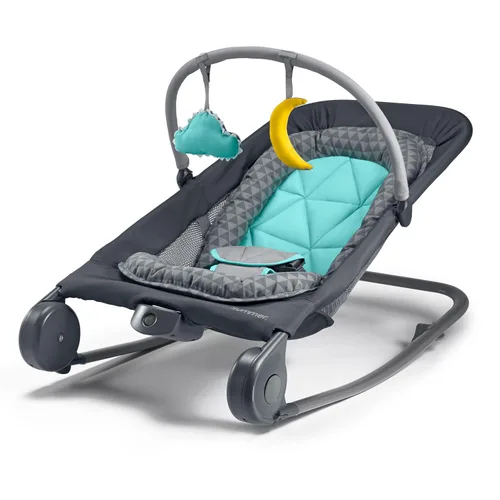 Summer Infant 2-en-1 Mecedora y Silla Balancín Duo (Gris y Azul Agua) Mecedora y Balancín Conveniente y Portátil para Bebés Incluye Juguetes Suaves