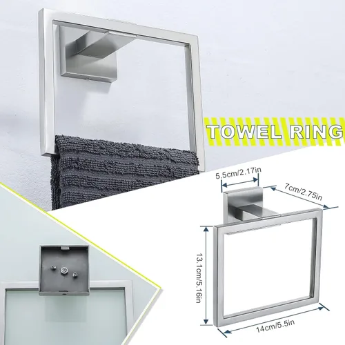 Miniatura 2 de Juego de 4 piezas de accesorios de baño cepillados de acero inoxidable de alta calidad, juego de toallero de baño montado en la pared, soporte