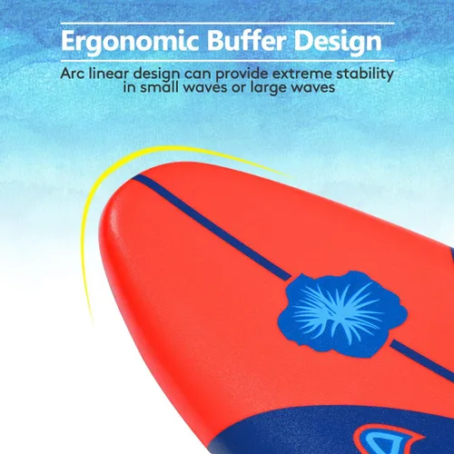 Miniatura 5 de Giantex 6' Surfboard Surfing Surf Beach Ocean Body Foamier Board with Removable Fins, Great Beginner Board for Kids, Youth and Children